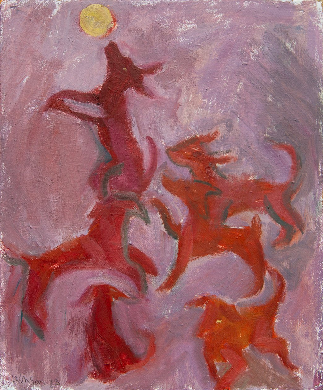 Sei cani, 2023 (olio su tela) da Megan Williamson