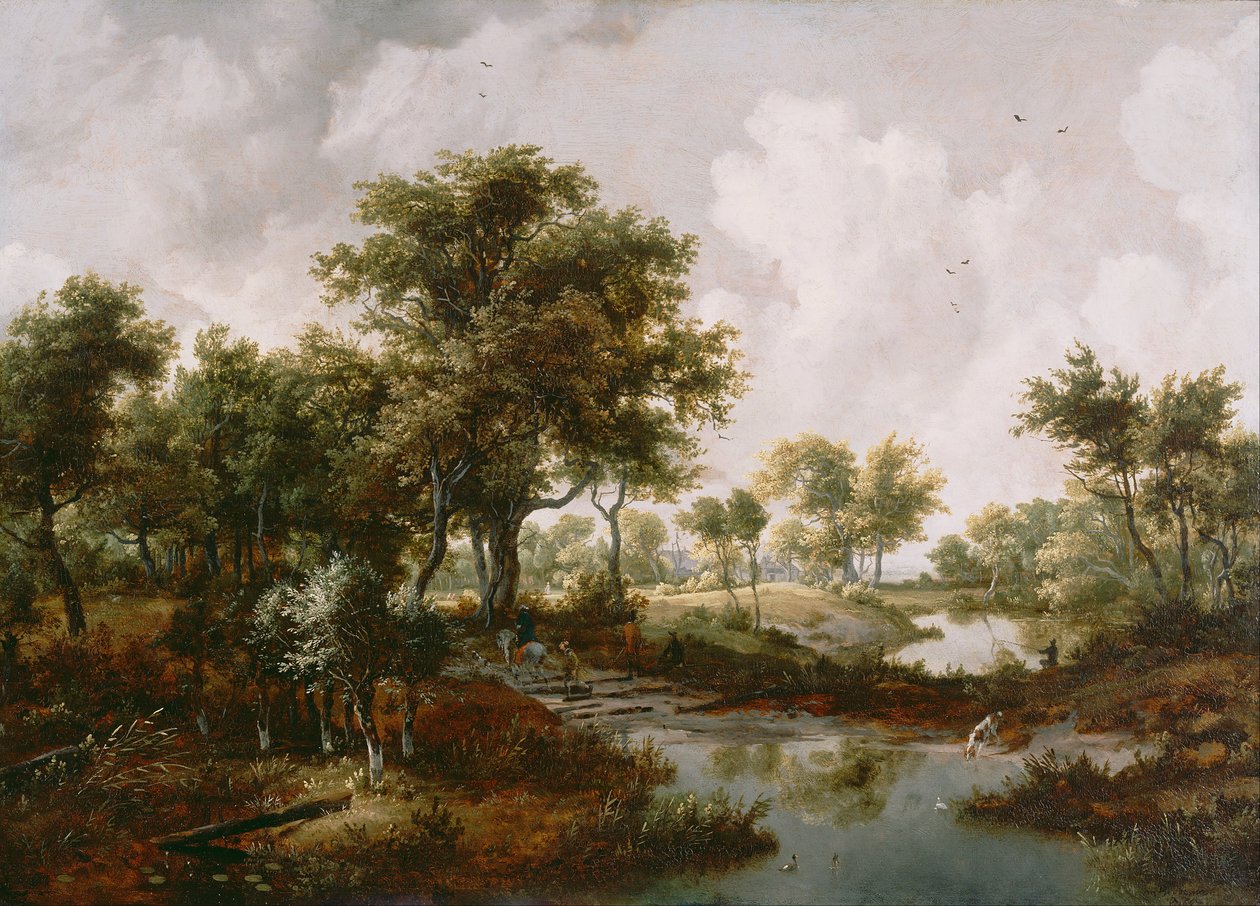 Un paesaggio boscoso da Meindert Hobbema