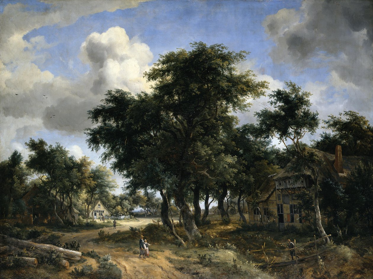 Via del paese sotto gli alberi da Meindert Hobbema