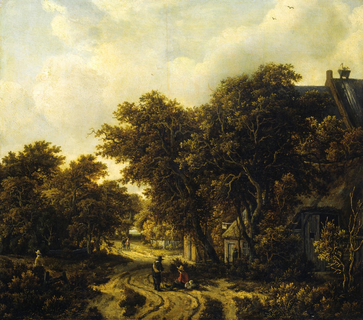 Tedesco: Landschaft mit Wirtshaus Paesaggio con locanda da Meindert Hobbema