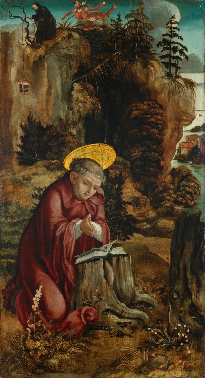 San Benedetto davanti alla grotta di Subiaco da Meister des Innerochsenbacher Annenaltars