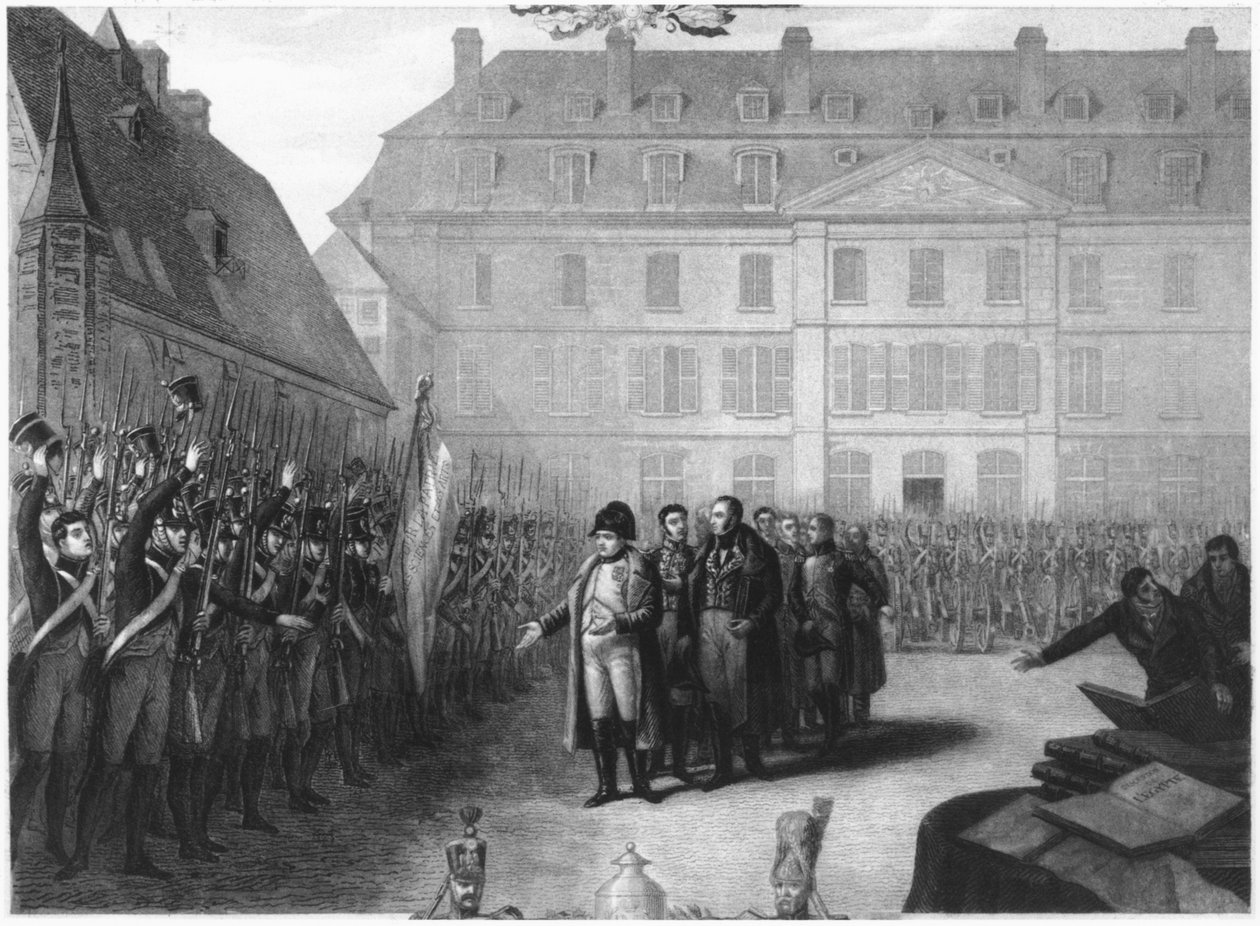 Napoleone (1769-1821) in visita alla Ecole Polytechnique il 25 aprile 1815 da Melchior Peronard