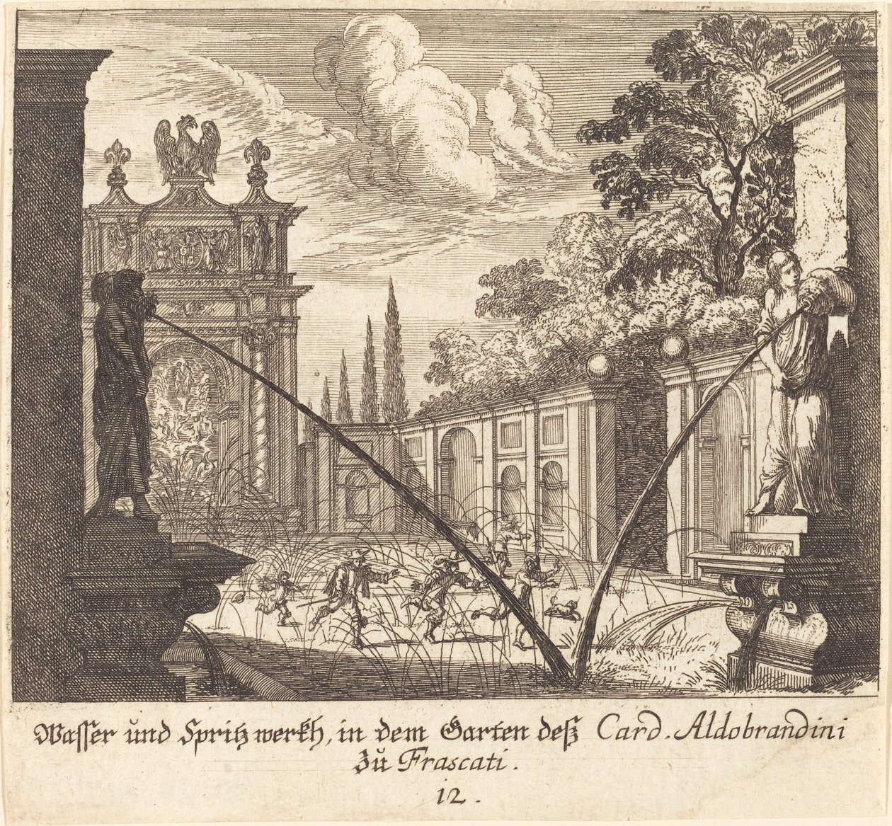 Giardini del Cardinale Aldobrandini, Frascati da Melchior Küsel after Johann Wilhelm Baur