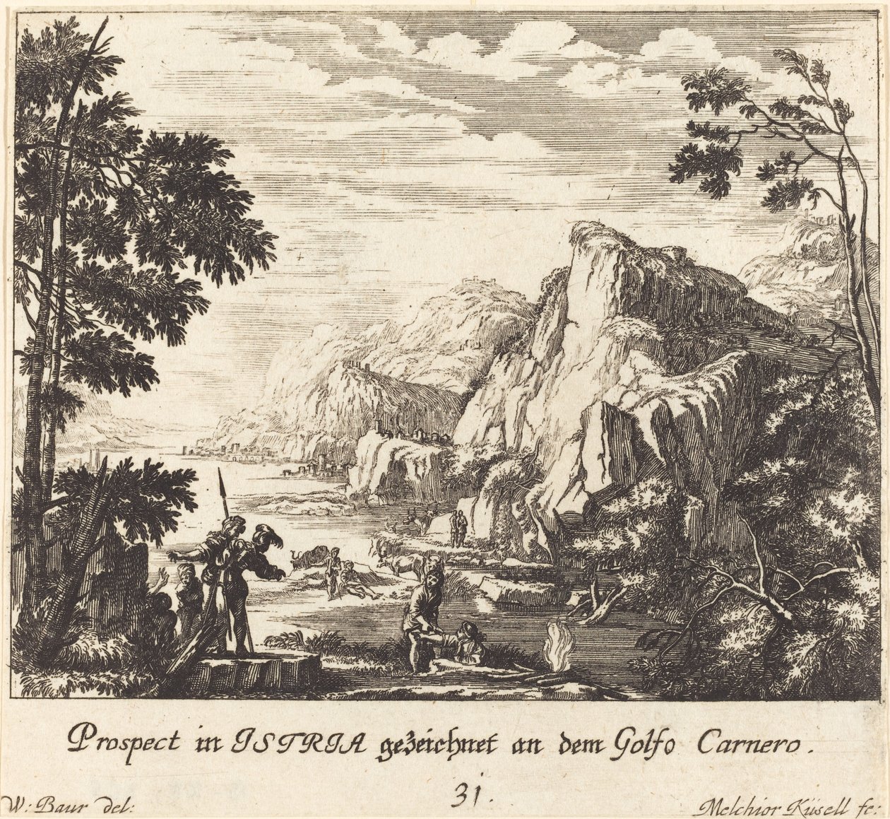 Istria, Golfo del Carnaro da Melchior Küsel after Johann Wilhelm Baur