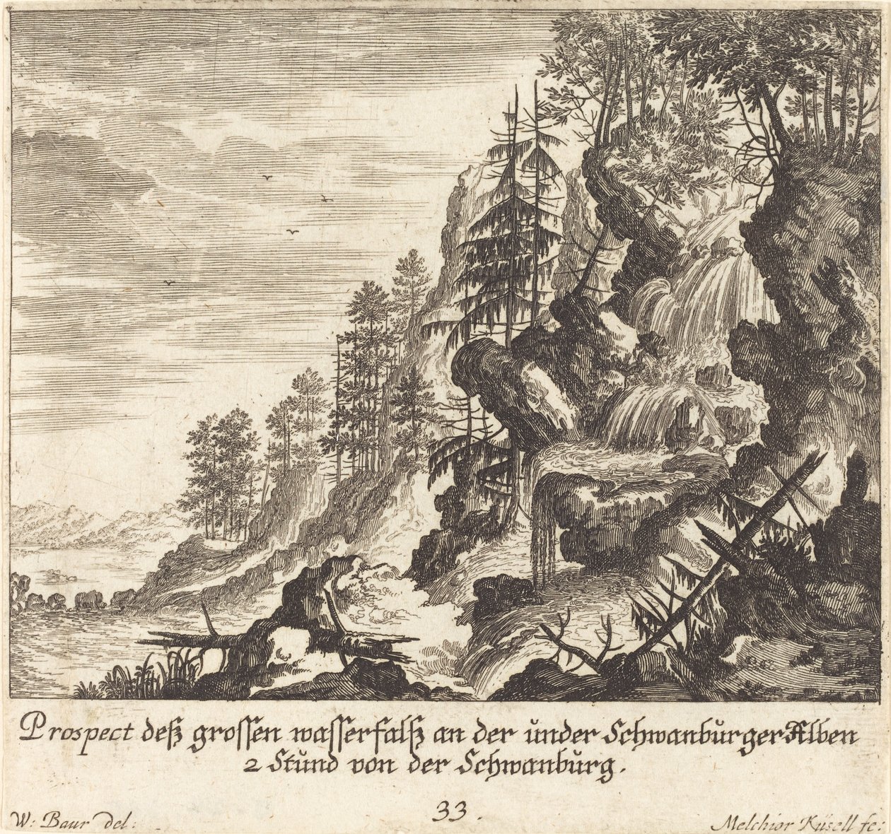 Grande cascata, Schwanburg da Melchior Küsel after Johann Wilhelm Baur