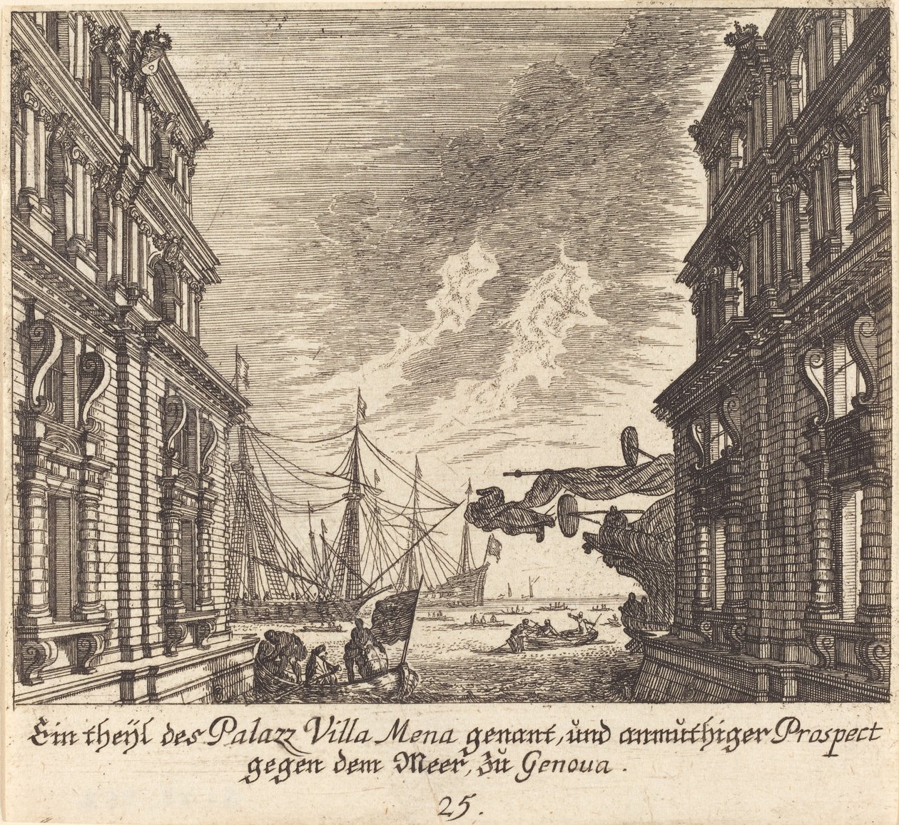Palazzo Villamena, Genova da Melchior Küsel after Johann Wilhelm Baur