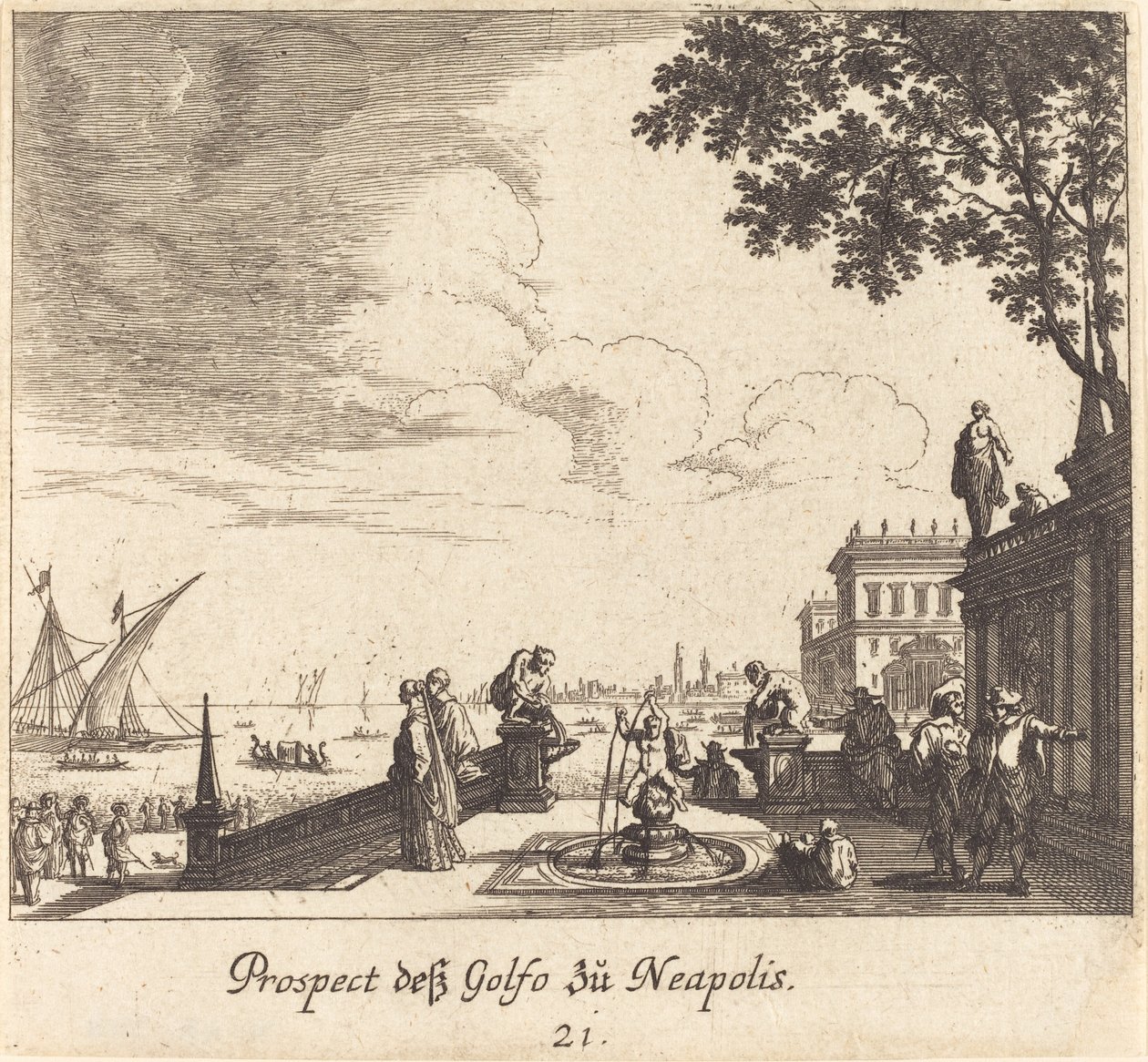Veduta del Golfo di Napoli da Melchior Küsel after Johann Wilhelm Baur