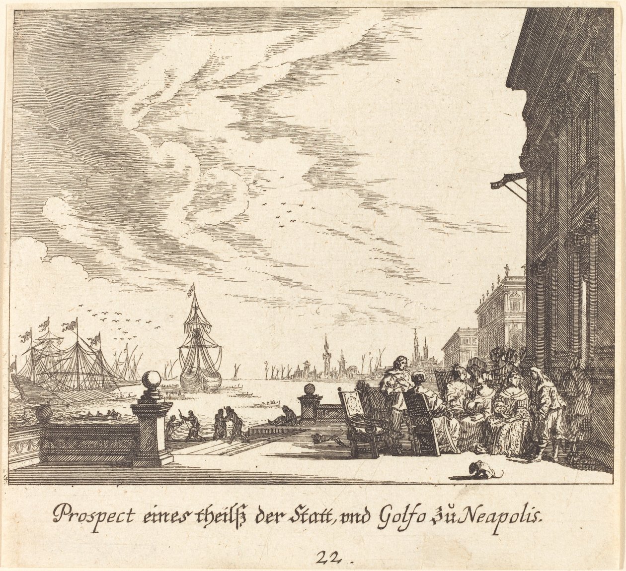 Veduta del Golfo di Napoli da Melchior Küsel after Johann Wilhelm Baur