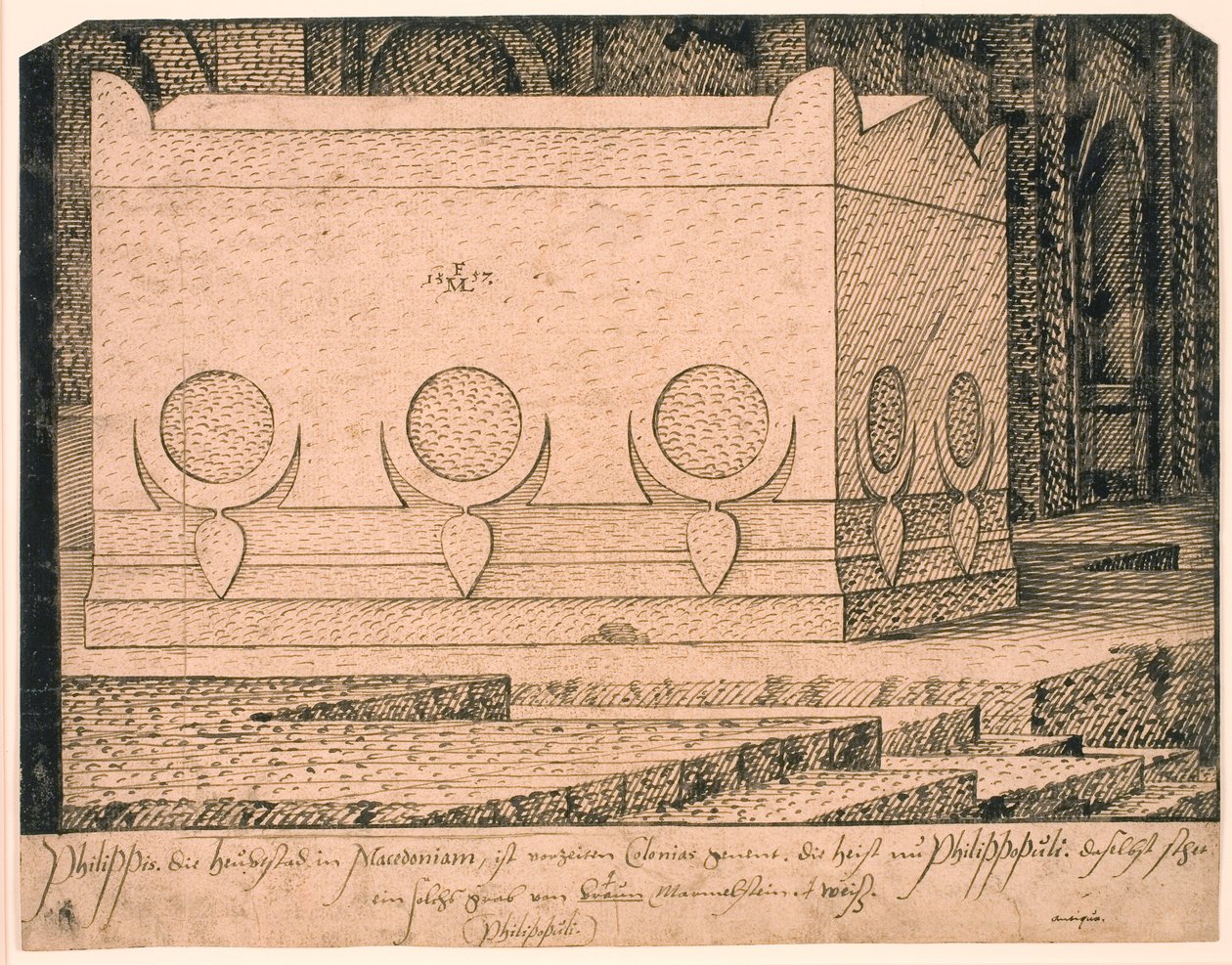 Un sarcofago a Plovdiv o Philippis da Melchior Lorck