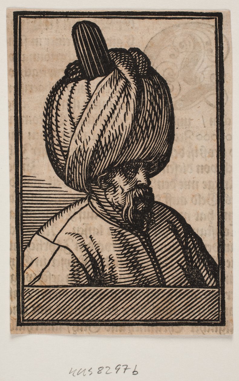 Busto di uomo barbuto con turbante, profilo 3/4 verso destra da Melchior Lorck