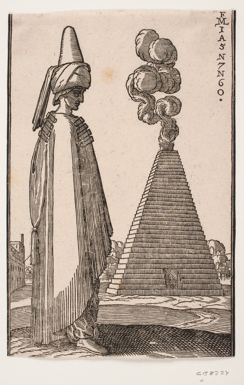 Uomo con mantello da Melchior Lorck