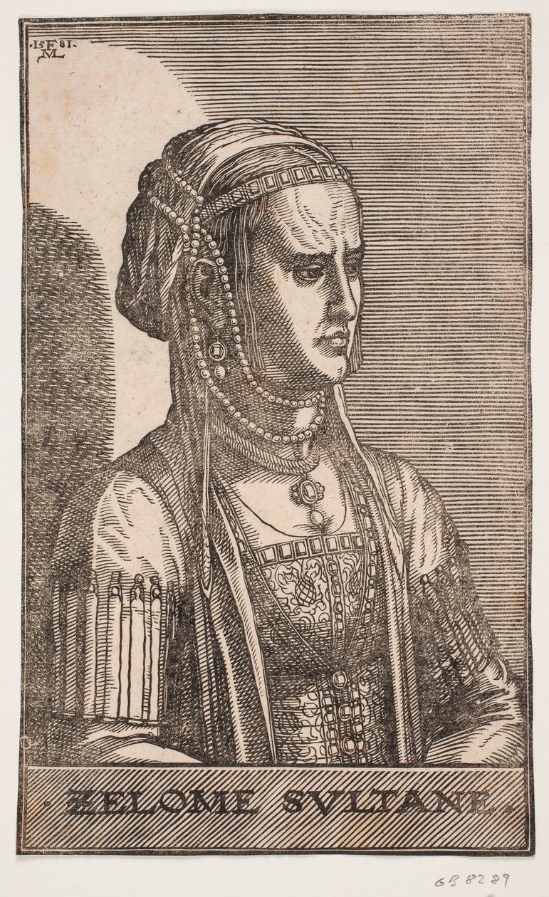 Ritratto della sultana, mezzo profilo a destra: ZELOME SVLTANE da Melchior Lorck