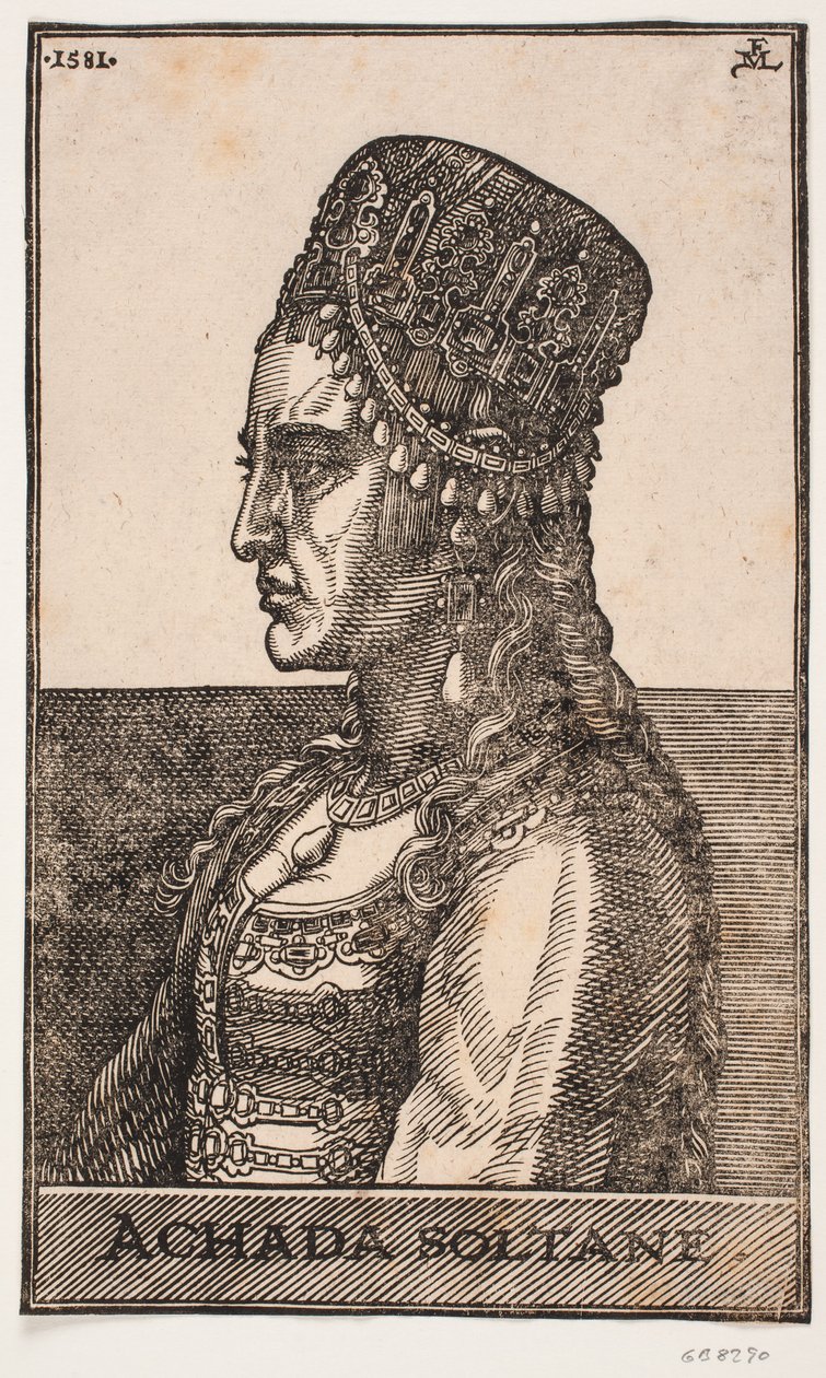Ritratto della sultana, profilo a sinistra: ACHADA SOLTANE da Melchior Lorck