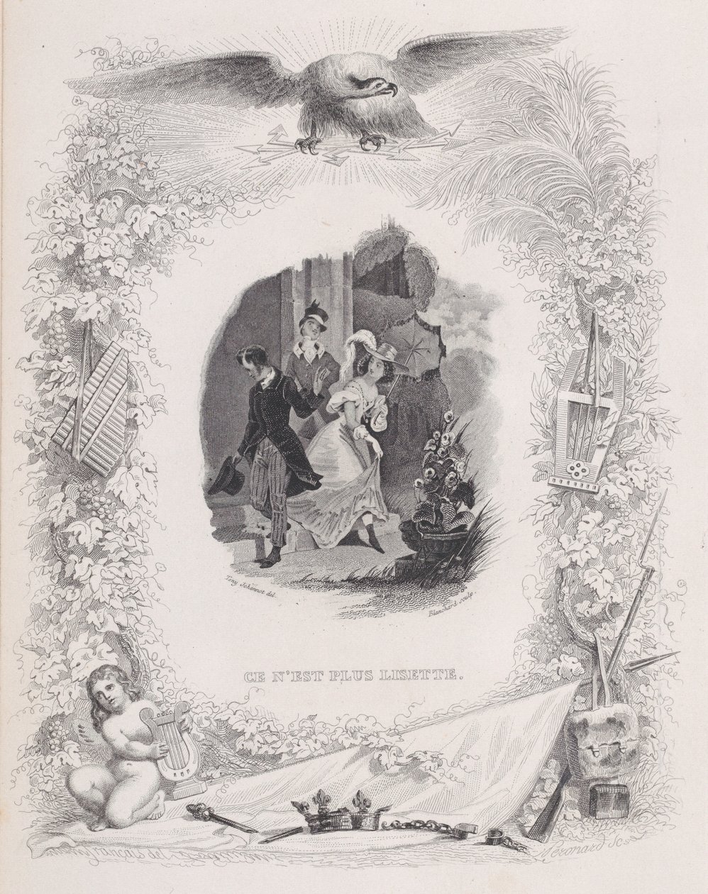 Non è più Lisette, da Le Canzoni di Béranger, 1829. Creatori: Melchior Péronard, Auguste Blanchard I da Melchior Péronard, Auguste Blanchard I