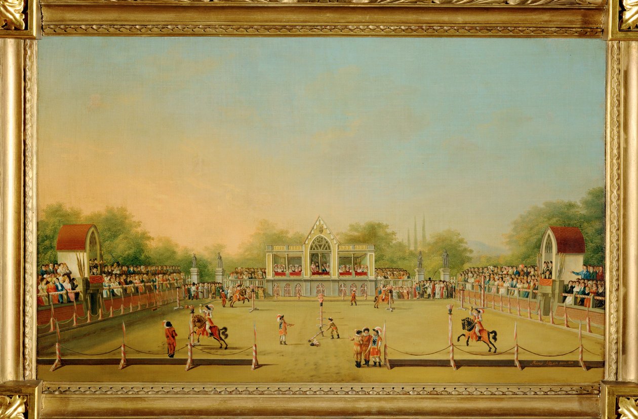 Turnier a Laxenburg - Torneo nel castello di Laxenburg ... (dipinto su tela) da Melchior Seltzam