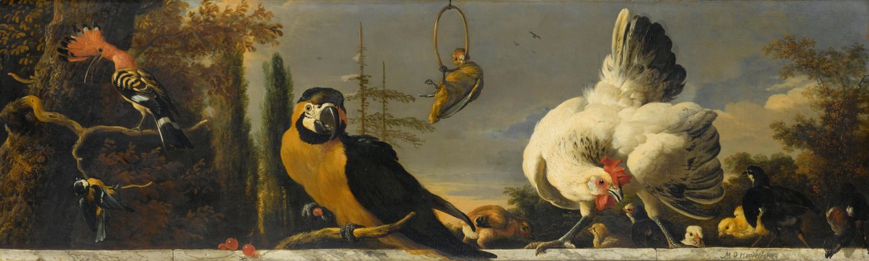 Uccelli su una balaustra da Melchior d