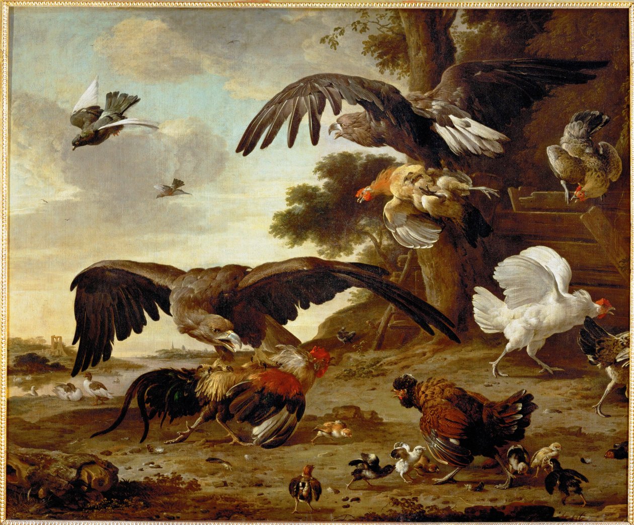 Le aquile attaccano i polli ... da Melchior de (manner of) Hondecoeter