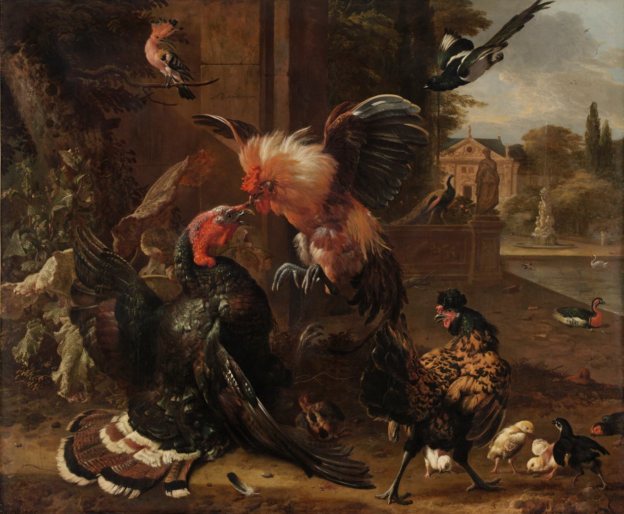 Un Gallo e un Tacchino che Combattono, c.1680 da Melchior de Hondecoeter