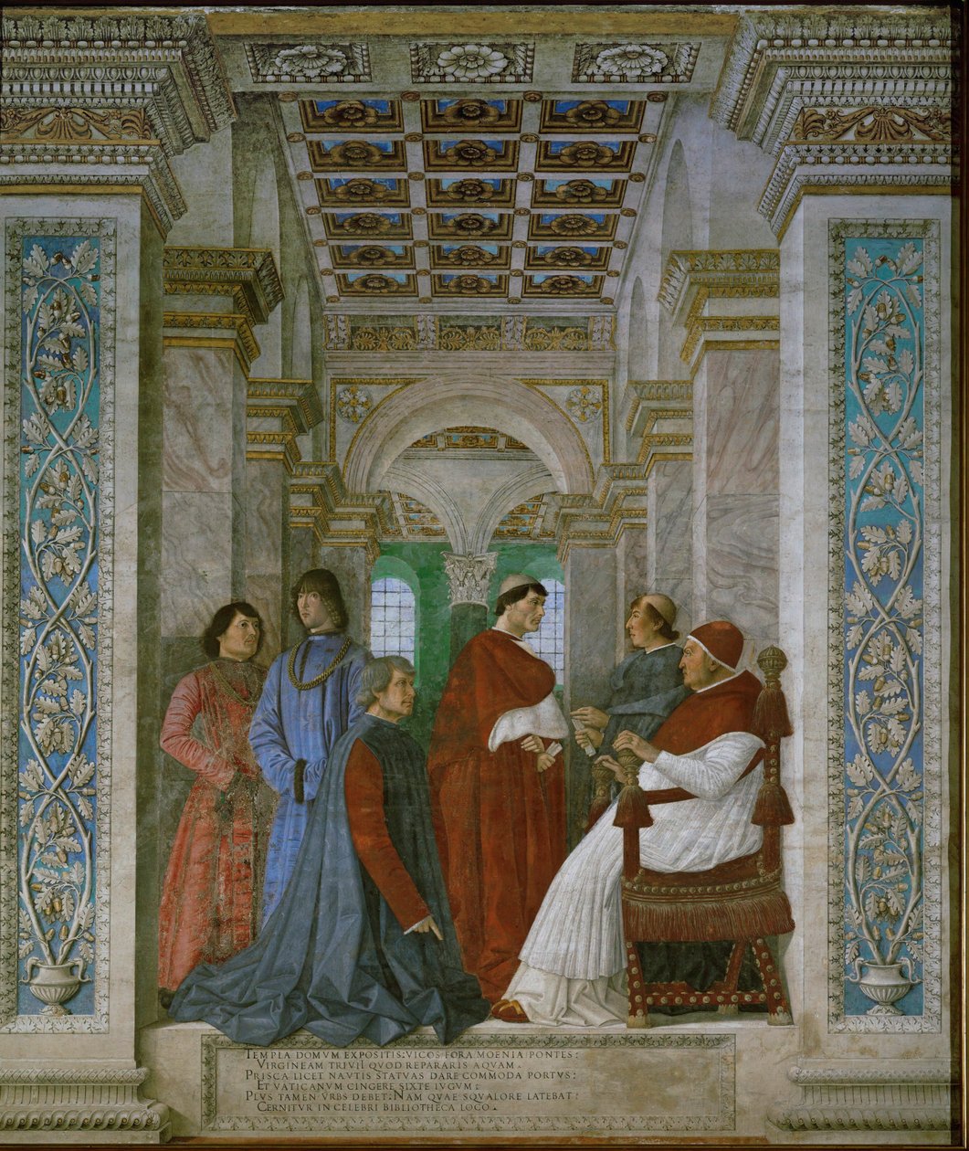Papa Sisto IV Rovere e Bartolommeo Platina da Melozzo da Forli