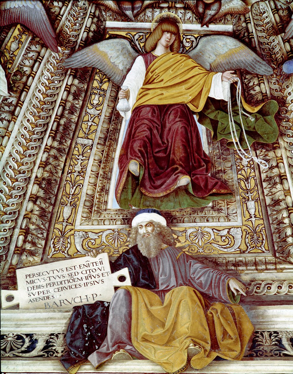 Rappresentazione di Baruch (Baruch ben Neria) discepolo di Geremia e un angelo. Affresco di Melozzo da Forlì (Melozzo degli Ambrosi) (1438-1494) Cupola della sacrestia di San Marco, santuario della Santa Casa, Loreto da Melozzo da Forli