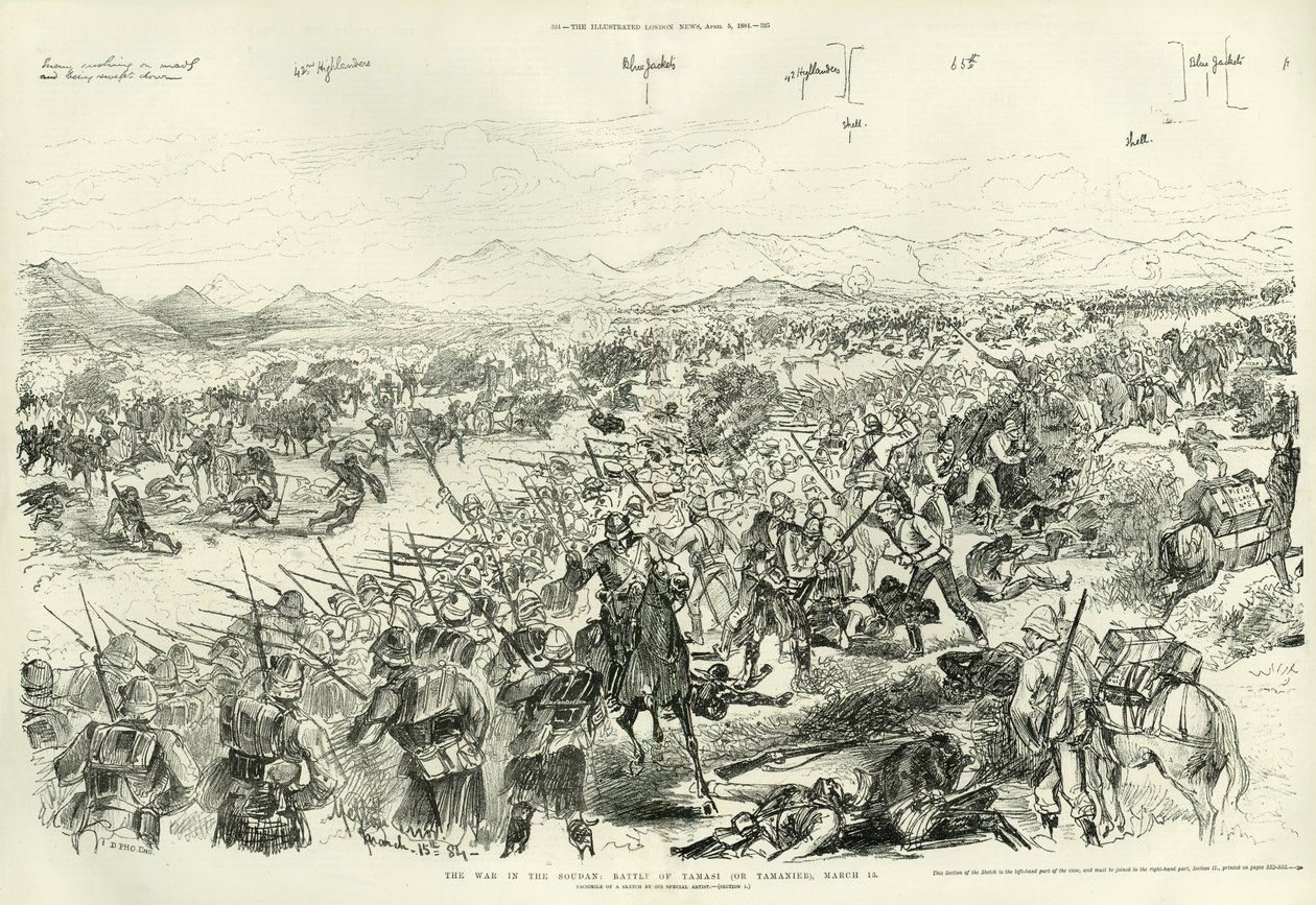 La battaglia di Tamai il 13 marzo 1884, 1884 da Melton Prior