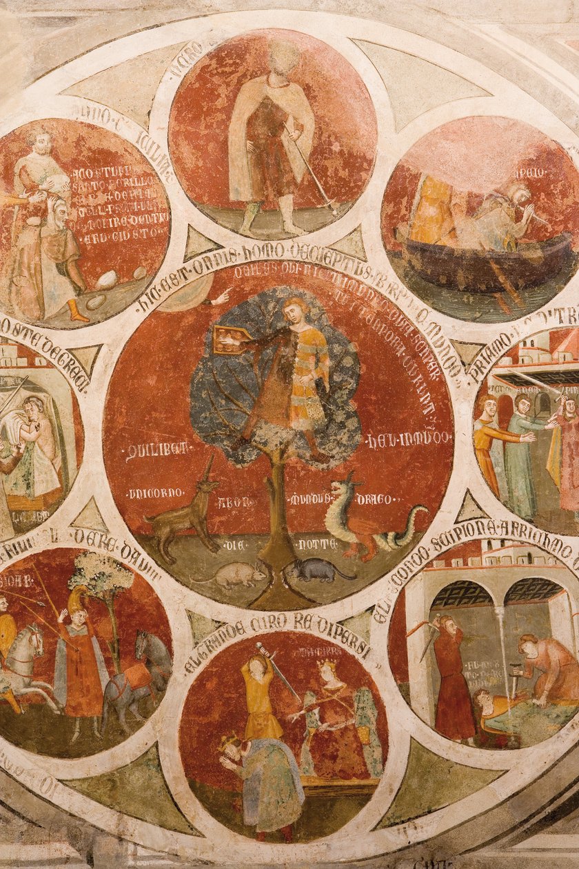 Ruota di Barlaam; Ruota di Aristotele con le virtù cardinali; il giudizio di Salomone da Meo di Pero Cristoforo di Bindoccio