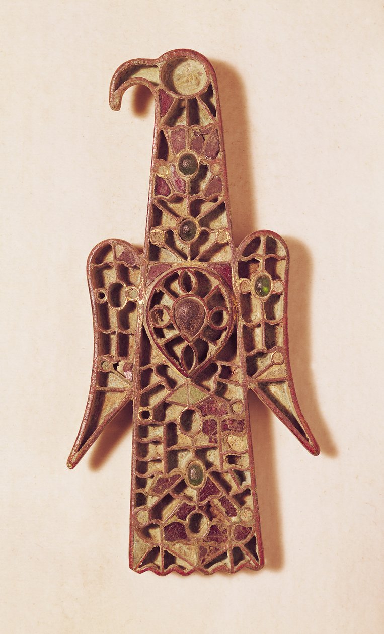 Spilla a forma di aquila (metallo e smalto) da Merovingian