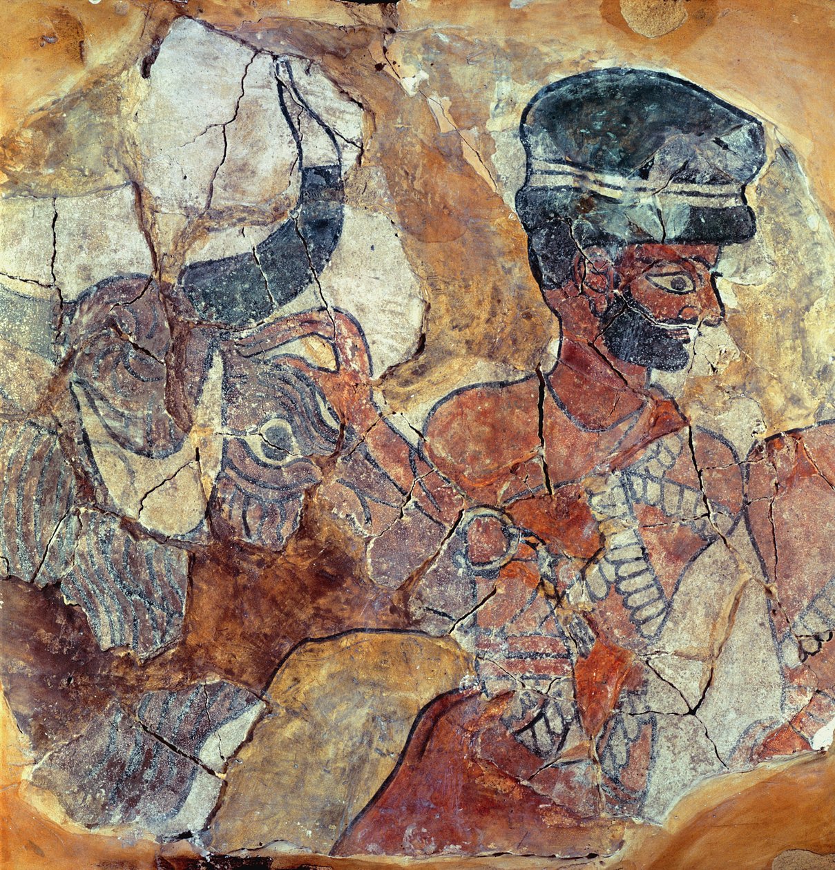 Un sacerdote che conduce un toro al sacrificio, dal Palazzo di Zimri-Lim, Mari, Medio Eufrate da Mesopotamian