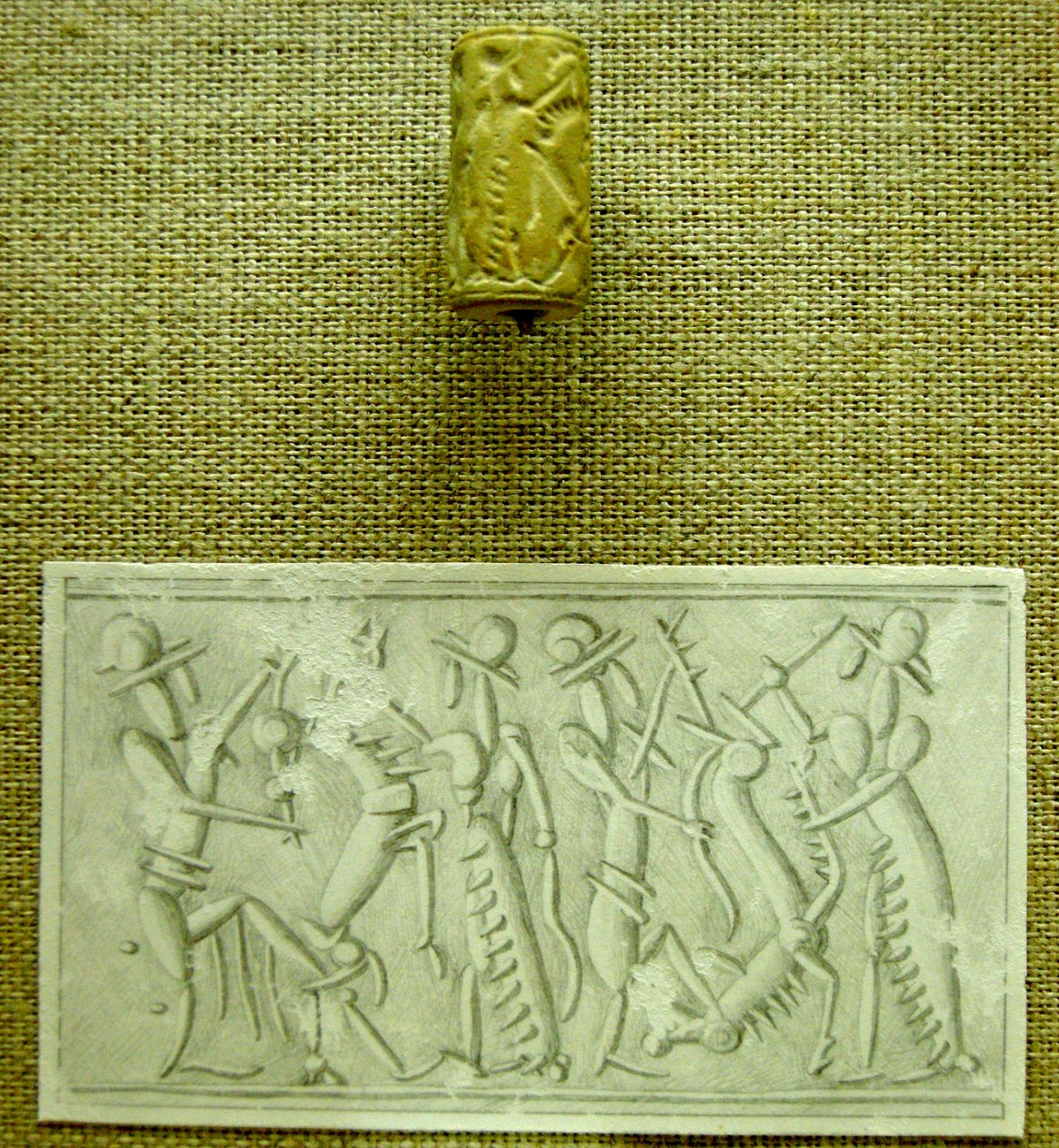 Sigillo cilindrico con impressione da Mesopotamian