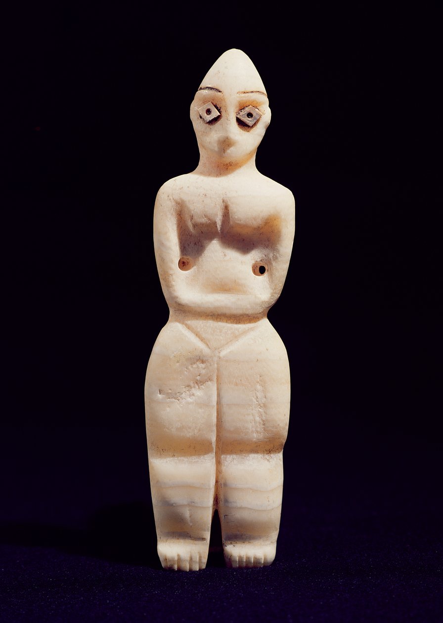 Statuetta di una donna, inizio IV millennio a.C. (alabastro) da Mesopotamian