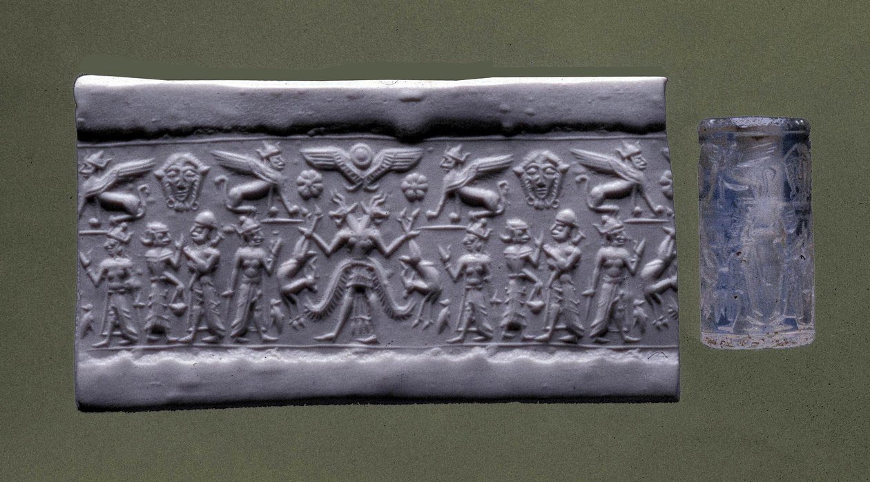 Sigillo cilindrico, Siria settentrionale da Mesopotamian Mesopotamian