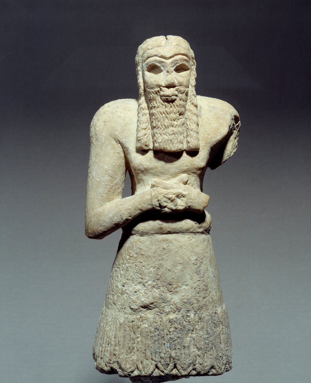 Antichità orientali: statuetta in calcare di orante votata al Principe Ginak da Mesopotamian Mesopotamian