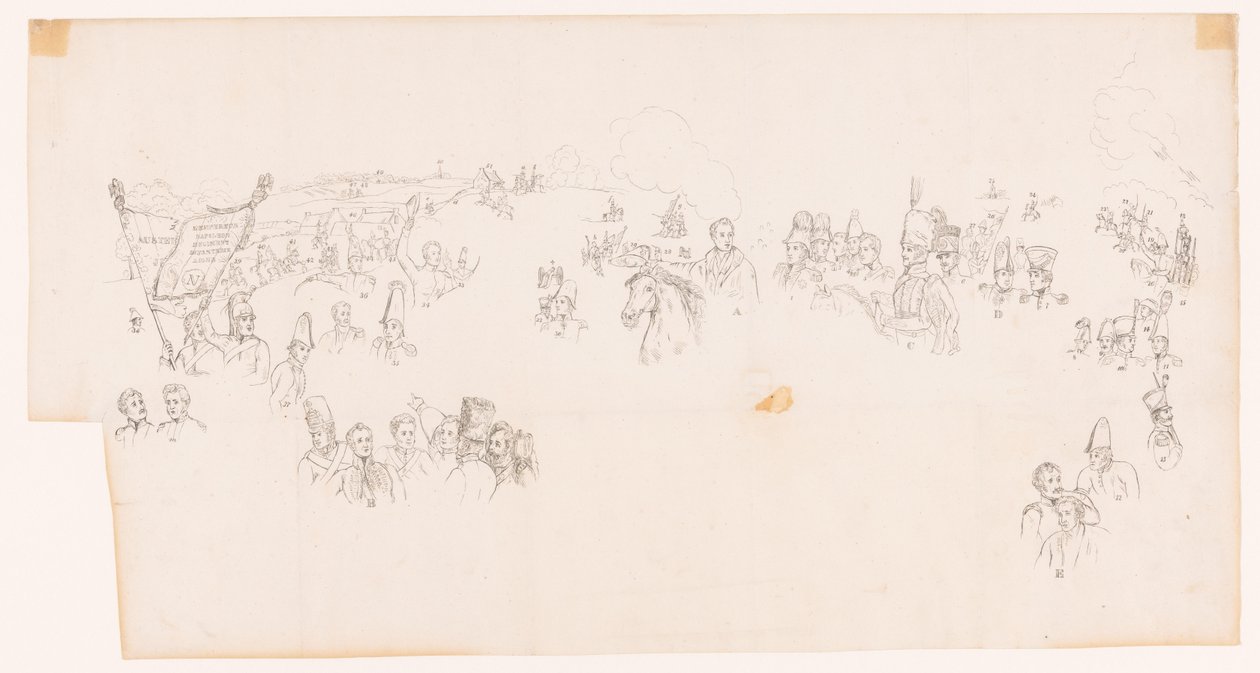 Disegno del dipinto raffigurante la battaglia di Waterloo da Met and Meylink