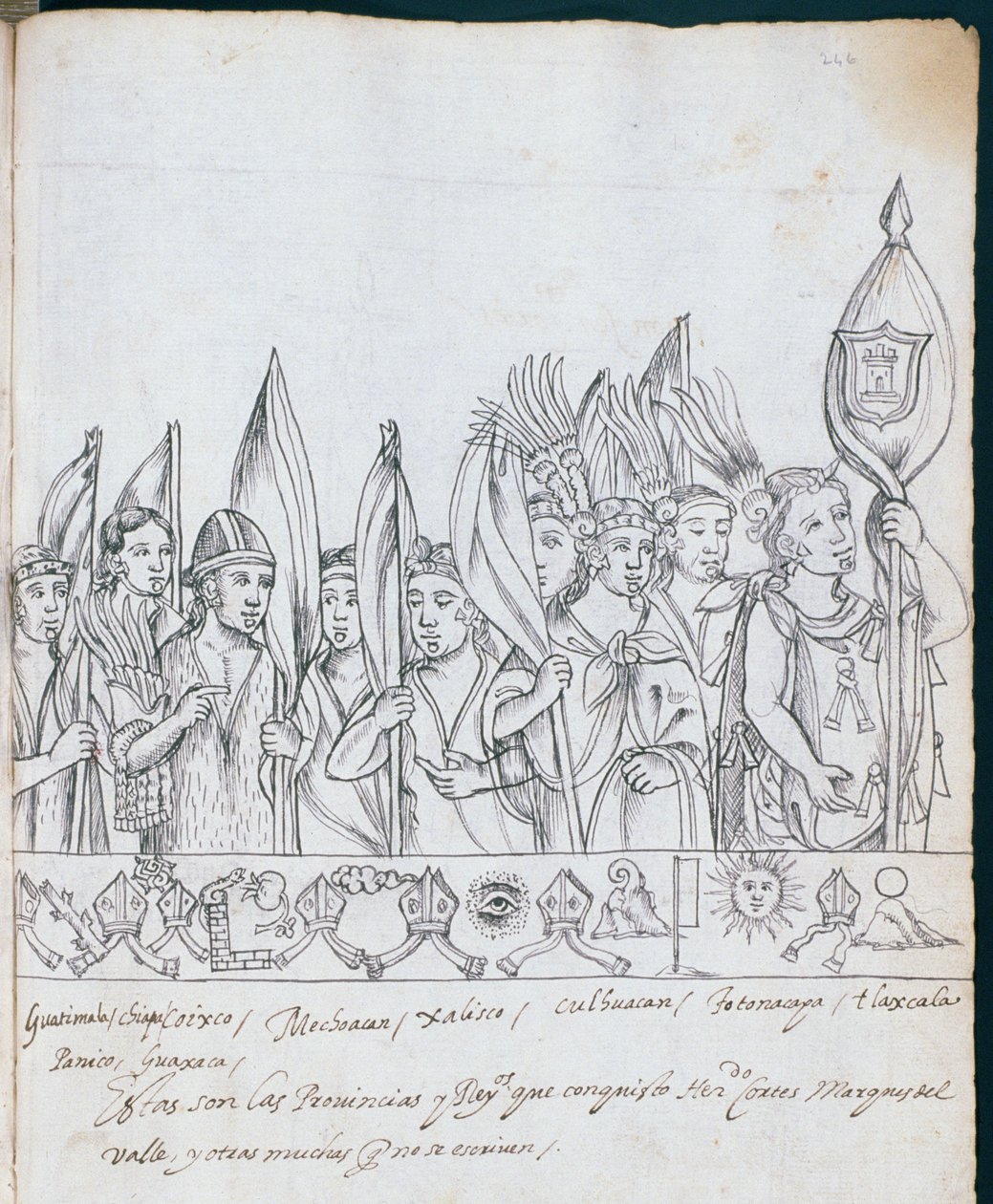 Rappresentanti delle Province Messicane, da Historia de Tlaxcala di Diego Munoz Camargo da Mexican School