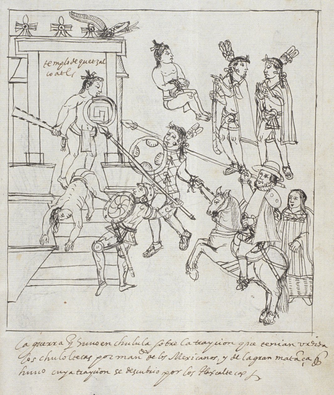 Battaglia Evangelica, da Historia de Tlaxcala di Diego Munoz Camargo da Mexican School