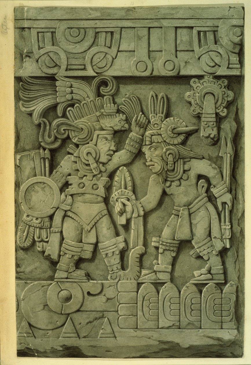 La pietra di Tizoc (litografia a colori) da Mexican School