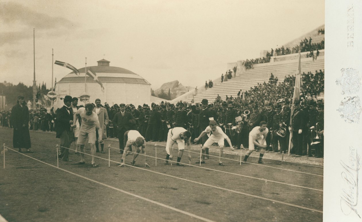 Giochi Olimpici, 1896; preparazione per la gara dei 100 metri da Meyer Albert