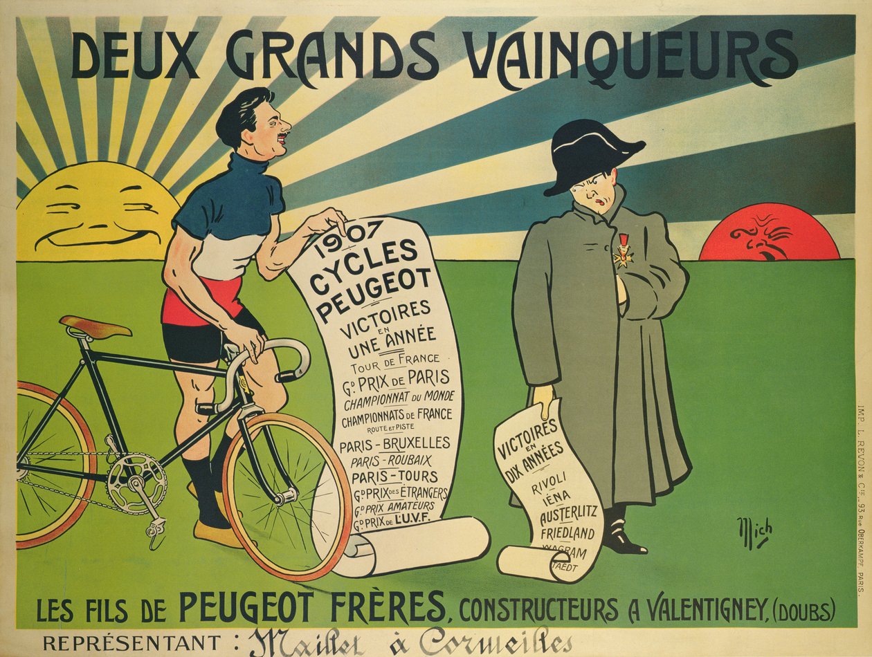 Poster pubblicitario per biciclette Peugeot da Mich