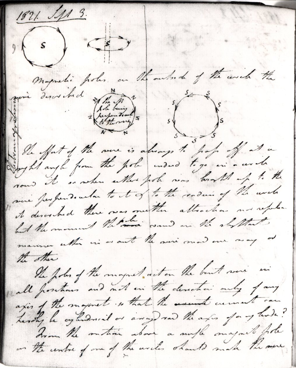 Pagina 74 dal taccuino di Faraday, sull
