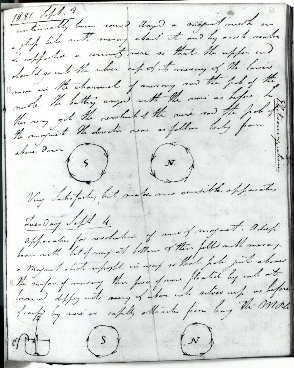 Pagina 75 dal taccuino di Faraday, sull