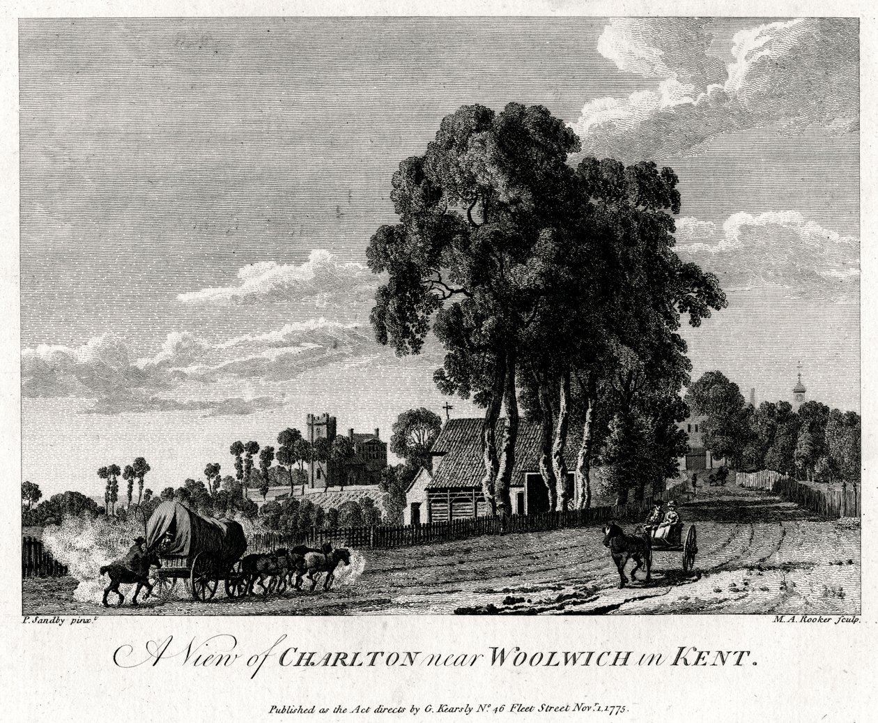 Veduta di Charlton vicino a Woolwich nel Kent, 1775 da Michael Angelo Rooker