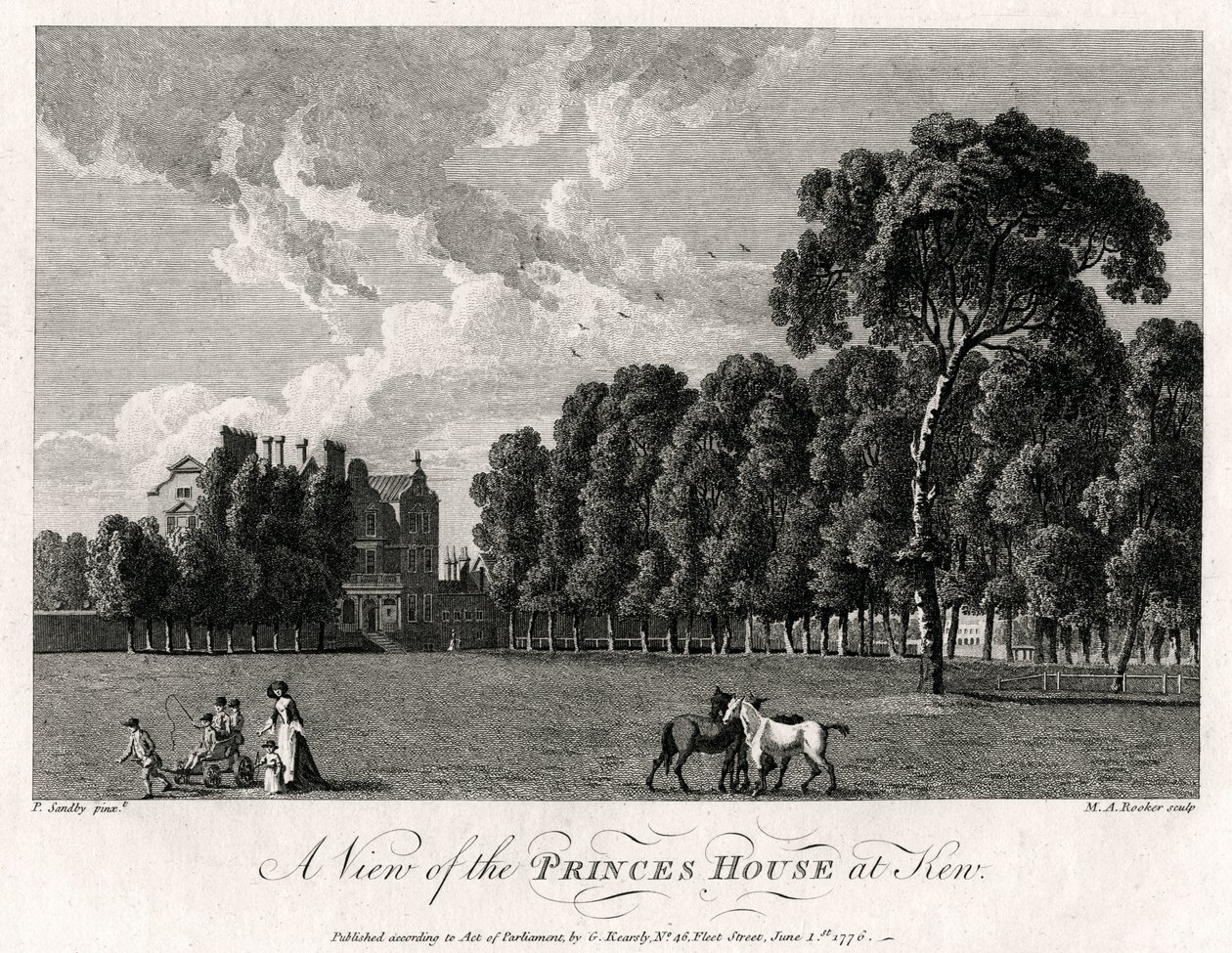 Veduta della Casa dei Principi a Kew, 1776 da Michael Angelo Rooker