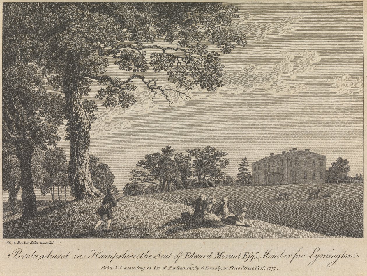 Broken-hurst in Hampshire, La Residenza di Edward Morant, Esquire, Membro per Lymington (pubblicato da G. Kearsly); pagina 43 (Volume Uno) da Michael Angelo Rooker