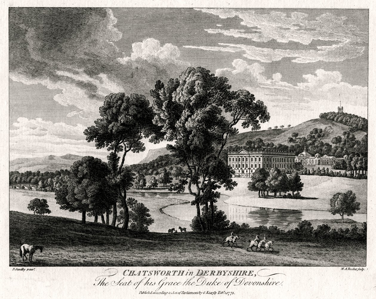 Chatsworth nel Derbyshire, Residenza del Duca di Devonshire, 1775 da Michael Angelo Rooker