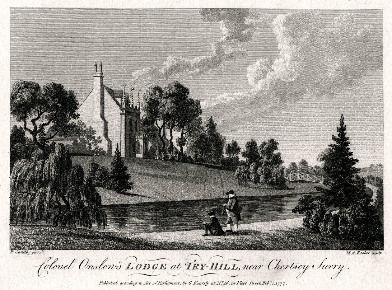 Lodge del colonnello Onslow a Try-Hill, vicino a Chertsey, Surry, 1777 da Michael Angelo Rooker
