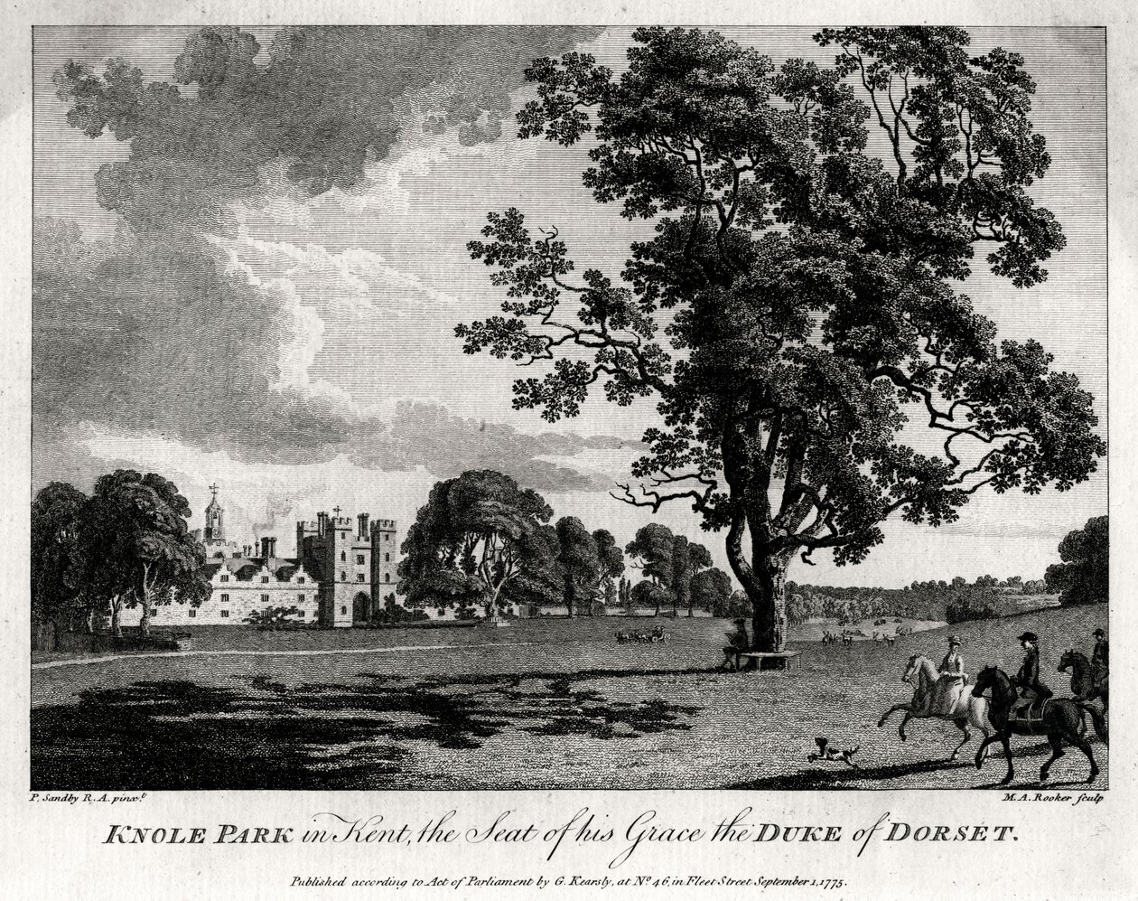 Knole Park nel Kent, la sede di Sua Grazia il Duca di Dorset, 1775 da Michael Angelo Rooker