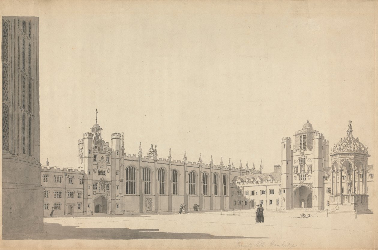 Il grande cortile, Trinity College, Cambridge da Michael Angelo Rooker