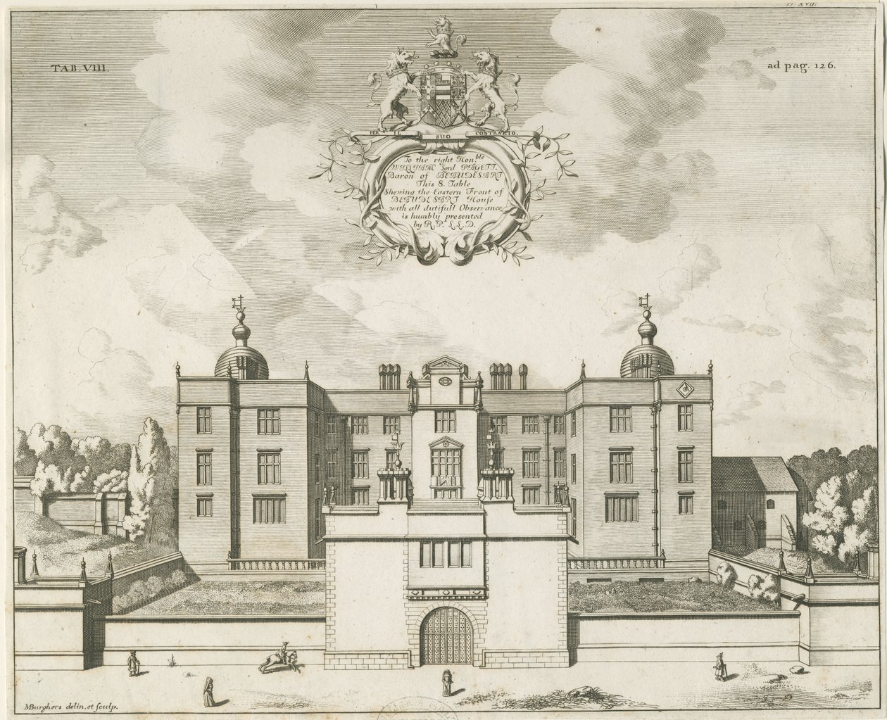 Beaudesert Hall e Parco: incisione su lastra di rame, nd [1653-1686] da Michael Burghers