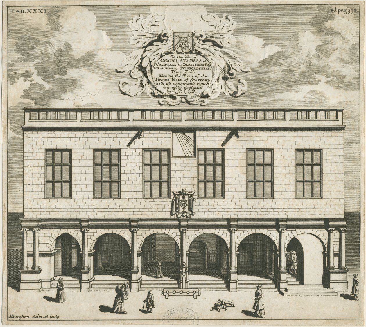 Stafford - Shire Hall: incisione su rame da Michael Burghers