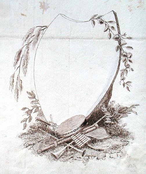 Scudo a forma di cuore con strumenti dal taccuino di Michael Faraday da Michael Faraday